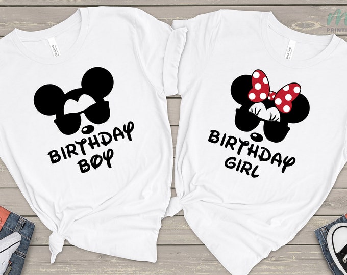 Mickey Minnie Birthday Shirt, Birthday Girl Shirt, Birthday Boy Shirt, Disney Birthday Shirt, Mickey Sunglass Shirt, Mouse Birthday Shirt
