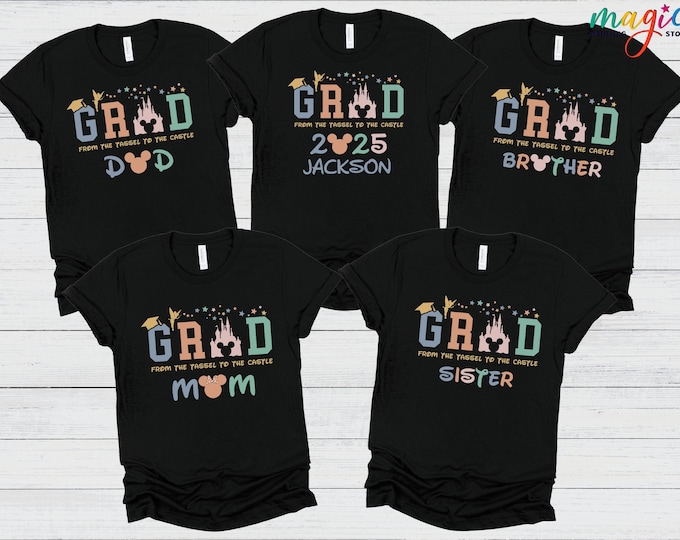 Custom Disney Graduation Senior 2025 Shirts, Disney Family Grad Tee, Proud Family Shirts, Disney Senior Team Shirt, Happiest Graduation