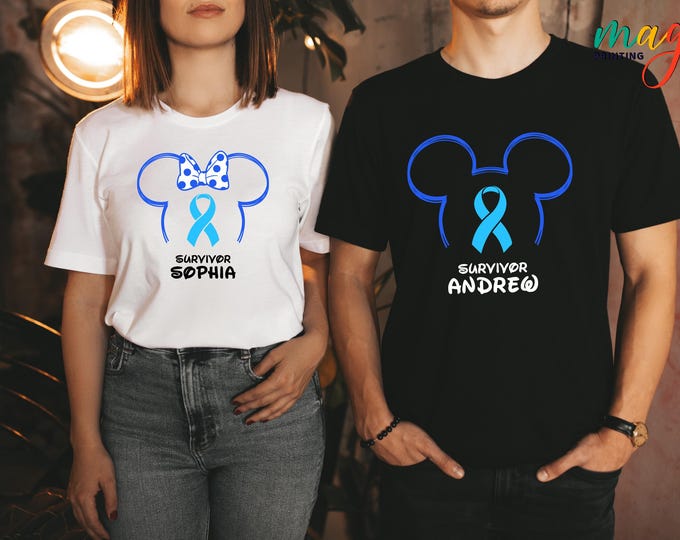 Custom Name Disney Diabetes Awareness Shirt, We Wear Blue Shirt, Mouse Blue Ribbon Shirt, Disney Type 1 Era Tee, Disney Diabetes Shirt