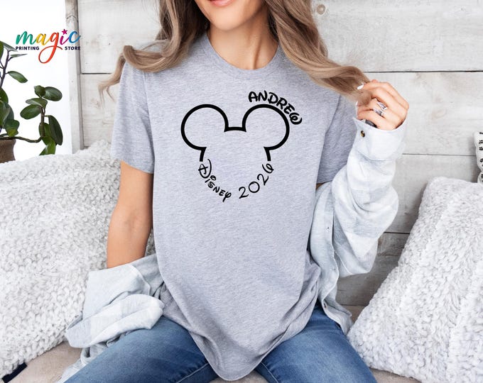 Custom Name Disney Trip Shirt, Mouse Head Shirt, Disney Family Trip Shirt, Family Matching Shirt