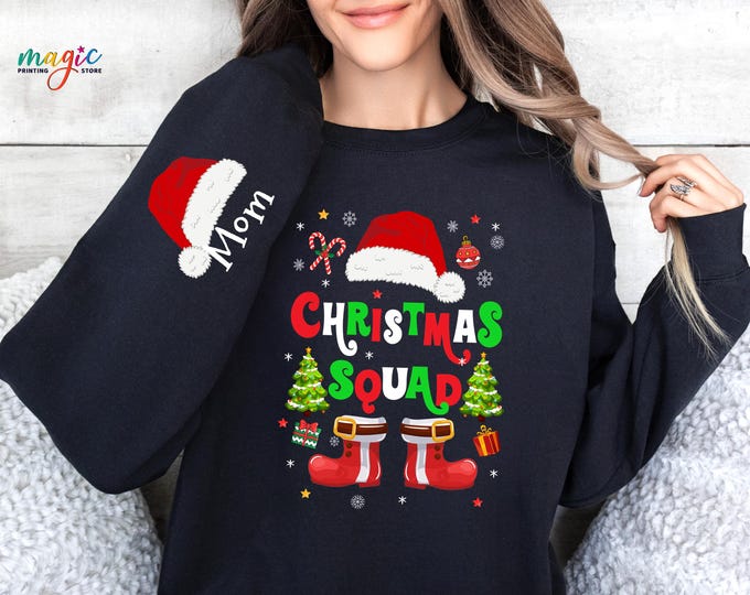 Custom Christmas Squad Sweatshirt, Personalized Christmas Santa Hoodie, Merry Christmas Sweater, Xmas Squad Party, New Year Gift