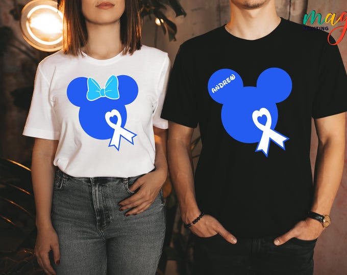 Custom Name Disney Diabetes Awareness Shirt,Mouse Blue Ribbon Shirt, Disney Type 1 Era Tee, Personalized Disney Diabetes Shirt,Diabetes Gift