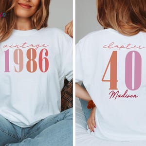 Custom Name Vintage 1986 40th Birthday Shirt, Chapter 40 T-shirt, Personalized Birthday Tee, Birthday Gift for Adults image 11