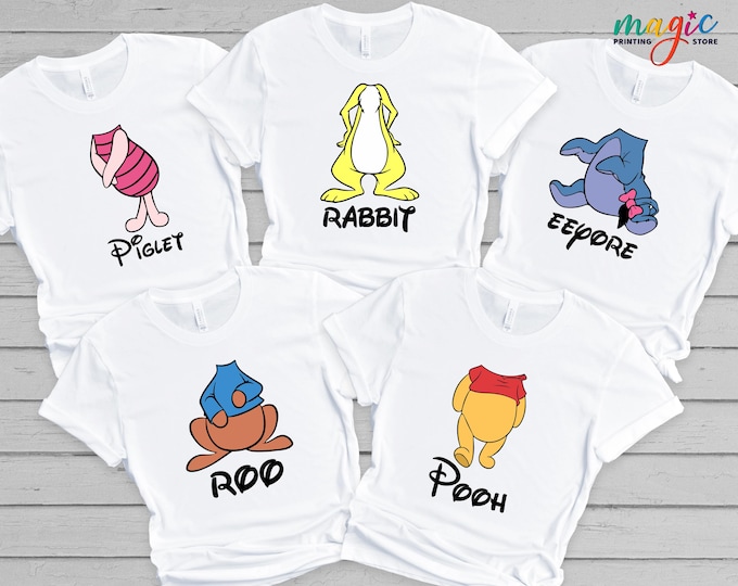 Custom Cartoon Characters Shirt, Bear and Friends Groups Tees, Disney Funny Matching Shirt, Gift for Kids