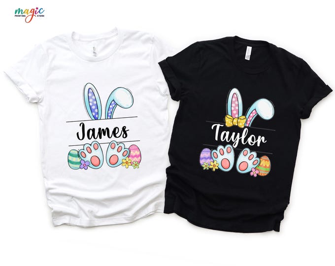 Custom Name Easter Shirts for Kids, Personalized Easter Bunny Tshirt, Easter Toddler Shirt, Easter Gift for Boys and Girls, Happy Easter