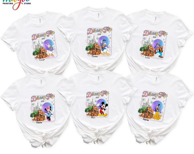 Custom Name Disney Trip 2026 Shirt, Disney Family Matching Tee, Personalized WDW Shirt, Mickey & Friends Trip Shirt