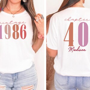 Custom Name Vintage 1986 40th Birthday Shirt, Chapter 40 T-shirt, Personalized Birthday Tee, Birthday Gift for Adults image 3