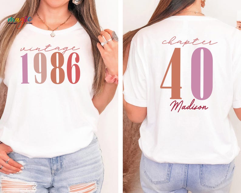 Custom Name Vintage 1986 40th Birthday Shirt, Chapter 40 T-shirt, Personalized Birthday Tee, Birthday Gift for Adults image 3