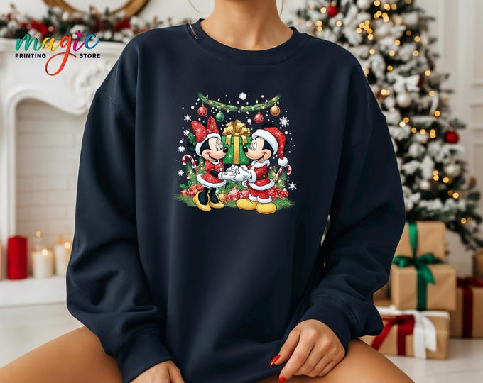 Mickey and Minnie Christmas Sweatshirt, Xmas Couple Gift, Funny Holiday Sweater, Disneyland Trip Shirt