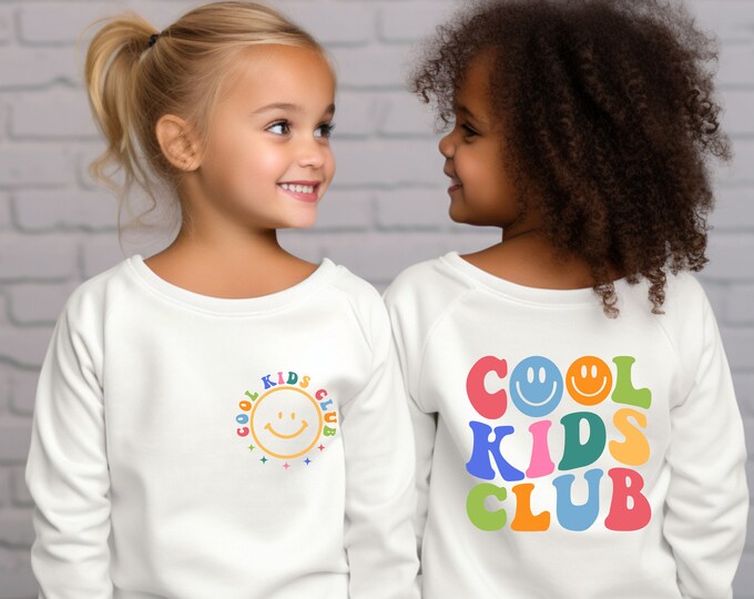 Cool Kids Club Sweatshirt, Trendy Cool Kid Gift, Smiley Face Sweater, Toddler Sweatshirt,Birthday Gift For Kids,Cool Boys Gift, Kids Sweater