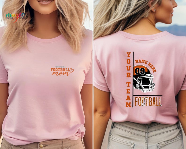 Custom Football Mom Shirt, Personalized Football Shirt, Your Name Football Shirt, Number Shirt, Game Day Tee, Comfort Colors® Football Team Bild 2