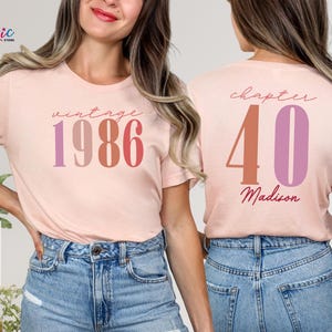 Custom Name Vintage 1986 40th Birthday Shirt, Chapter 40 T-shirt, Personalized Birthday Tee, Birthday Gift for Adults image 6