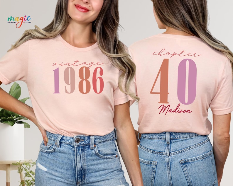 Custom Name Vintage 1986 40th Birthday Shirt, Chapter 40 T-shirt, Personalized Birthday Tee, Birthday Gift for Adults image 6