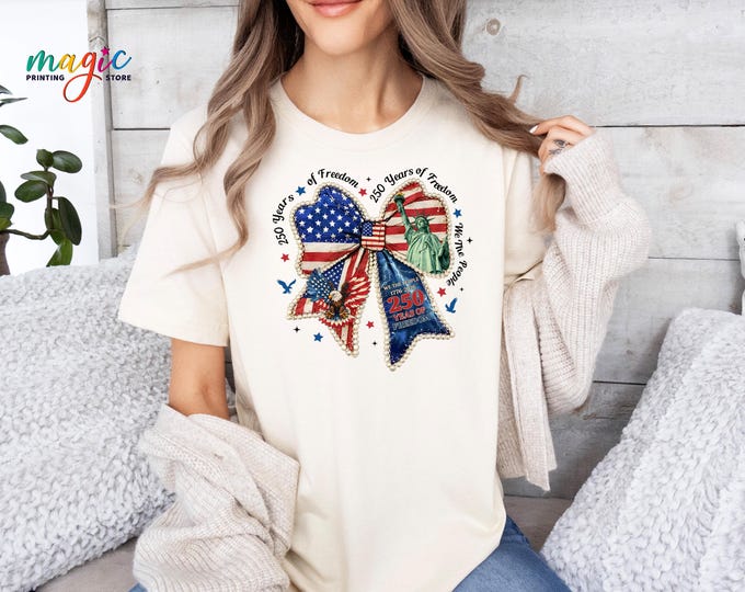 Coquette 250 Years Of Freedom Shirt, Retro Christian America Tshirt, Statue of Liberty, Patriotic  Eagle Cross Tee with USA Flag