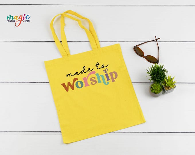 Christian Mode to Worship Tote Bag, Religious Canvas Bag, Bible Tote Bag, Faith-Based Gift, Inspirational Market Bag