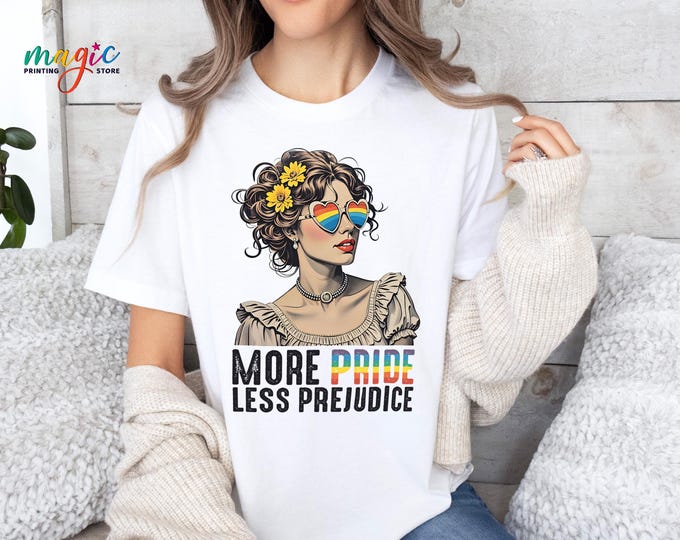 More Pride Less Prejudice Shirt, LGBTQ Shirt, Proud Ally Shirt, Pride Month Shirt, LGBTQ Gift, Pride Gay Shirt, Lesbian Shirt, Feminist Tee