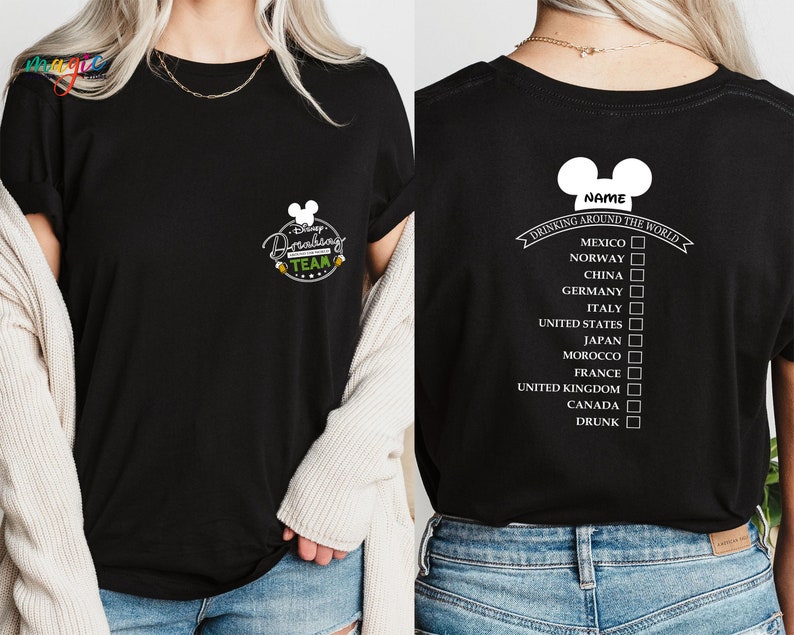 Custom Drinking Around the World Shirt, Custom Name Tshirt, Drinking Team Shirt, Epcot Disneyland Drink Shirt, Disneyworld Vacation Tee bild 2