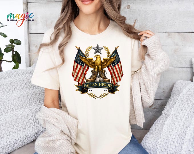 Patriotic Fallen Heroes Shirt, Military Shirt with Eagle, USA Flag Freedom Shirt, Veteran Appreciation, Thank You Soldier