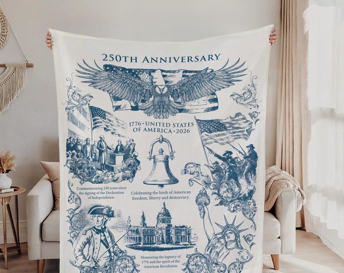 USA 250th Anniversary Blanket, Founding Fathers, 1776–2026 Patriotic Blanket, Independence Day Blanket Gift, Statue of Liberty
