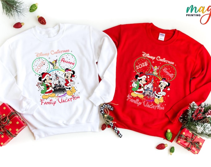 Custom Disney Christmas Family Vacation Sweatshirt, 2025 Xmas Gift, Christmas Party, Disneyland Trip