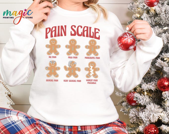 Pain Scale Christmas Sweatshirt: Gingerbread Sweater, Triage and Pain Assessment, Nurse Xmas Gift