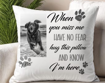 Custom Dog Photo Pillow, Personalized Pet Memorial Hug This Gift,  Dog Loss Cushion
