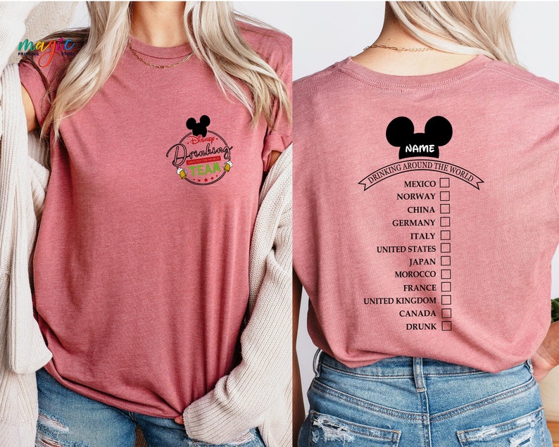 Custom Drinking Around the World Shirt, Custom Name Tshirt, Drinking Team Shirt, Epcot Disneyland Drink Shirt, Disneyworld Vacation Tee bild 3
