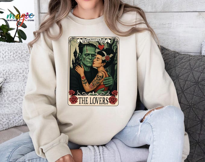 The Lovers Monster Halloween Sweatshirt, Monster Lovers Hoodie, Love Halloween Sweatshirt, Halloween Gift for Couples, Spooky Season Sweater