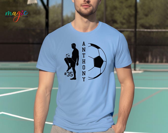 Custom Soccer Player Performance Shirt, Soccer Performance Tee with Name and Number, Soccer Game Day Gift