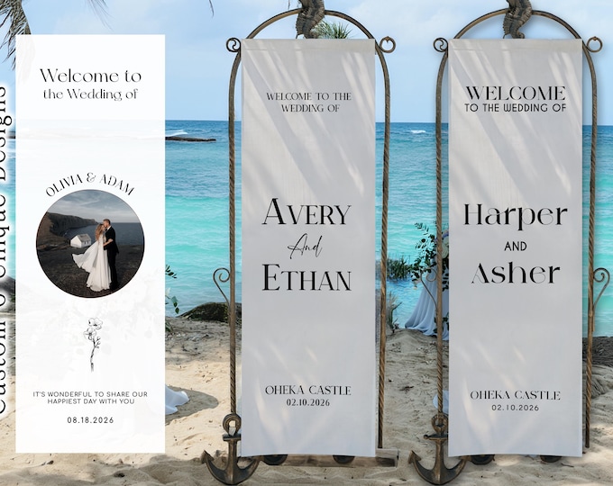 Custom Modern Wedding Party Sign for Outdoor Ceremony Decor, Personalized Wedding Welcome Signs