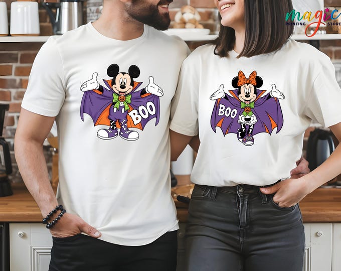Couple Halloween Disney Shirt, Halloween Mickey and Minnie Shirt, Disney Boo Shirt,  Mickey and Friends Shirt, Halloween Matching Shirt