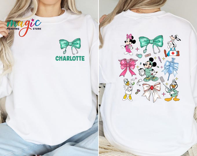 Custom Disneyland Nurse Christmas Sweatshirt, Mickey and Minnie Hoodie, Nursing Student Gift