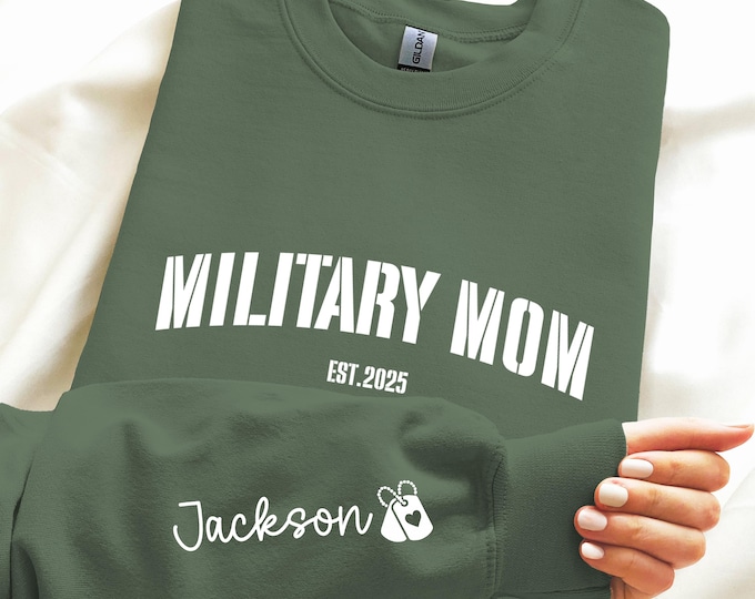 Custom Military Mom Sweatshirt, Proud Army Family Pride Sweater, Patriotic Mama Apparel, Mother's Day Gift