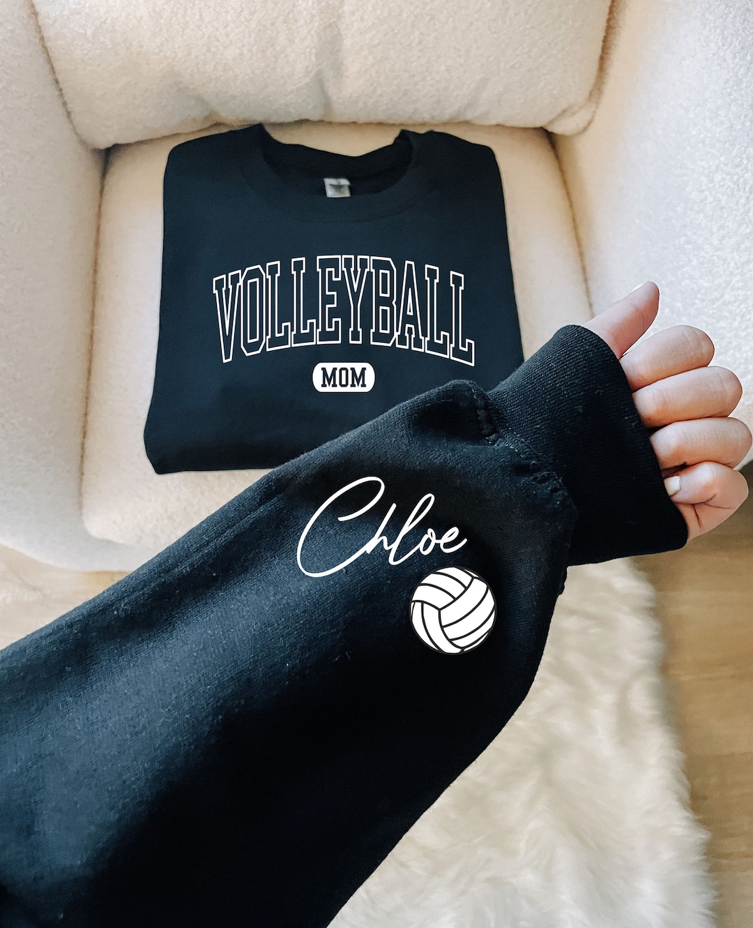MEKOTSK Volleyball Mom Sweatshirt - Women's Graphic Long Sleeve Crewneck Pullover - Comfy Casual Top - View #7