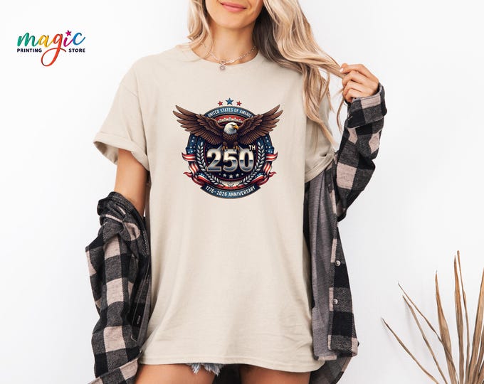 USA 250th Anniversary Shirt with Eagle, Patriotic Tshirt, USA Birthday Tee, Anniversary Gift, 1776 2026, Red White and Blue Shirt