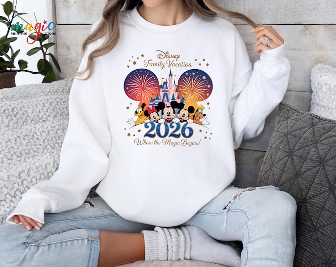 Disney Family Vacation 2026 Sweatshirt, Disney Family Trip Shirt, Magic Kingdom Sweater, Travel Matching Hoodie