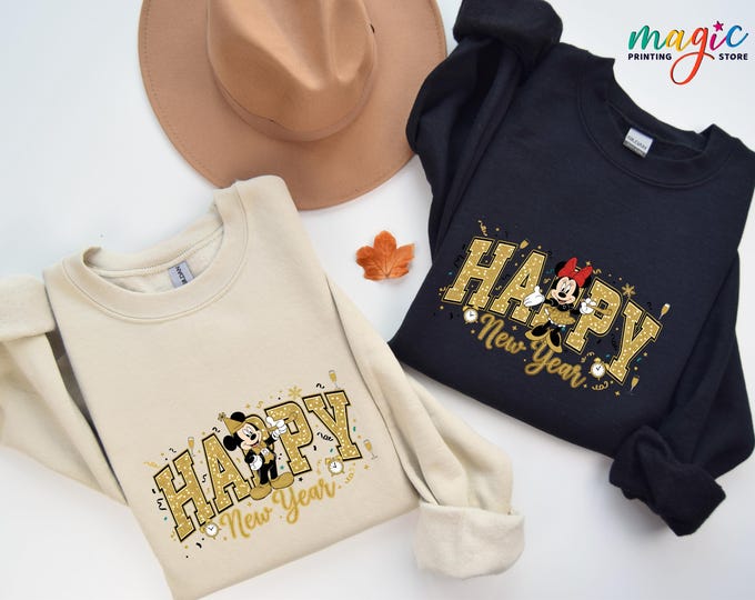 Disneyland Happy New Year Sweatshirt, New Year 2026 Hoodie, Mickey Minnie Christmas Sweater, Xmas Family Gift