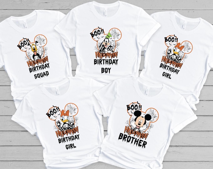 Custom Halloween Family Birthday Squad Shirt, Birthday Boy Shirt, Birthday Girl Shirt, Disney Matching Shirts