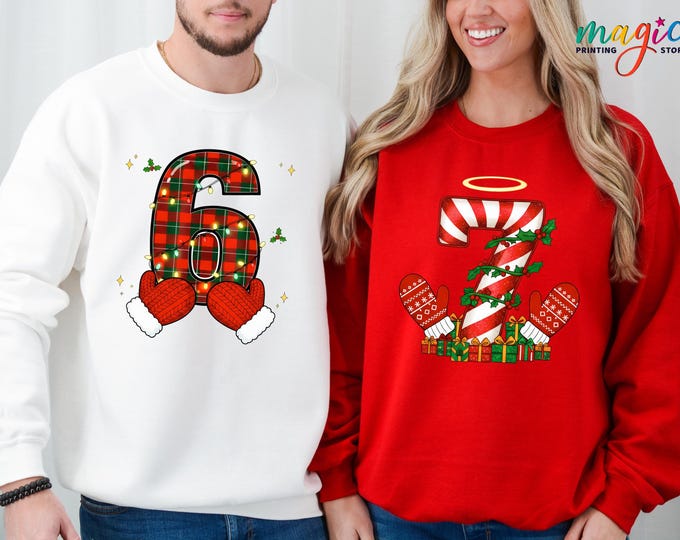 Six Seven 6 7 Meme Christmas Sweatshirt, Xmas Couple Hoodie, Funny Christmas Shirt, Christmas Gift for Boyfriend