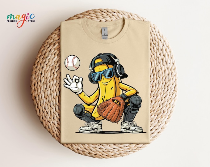 Cool Banana Shirt, Banana Baseball Shirt, Funny Catcher Fruit Shirt, Hip Hop Banana Shirt, Baseball Shirt, Baseball Gift, Baseball Mom Shirt