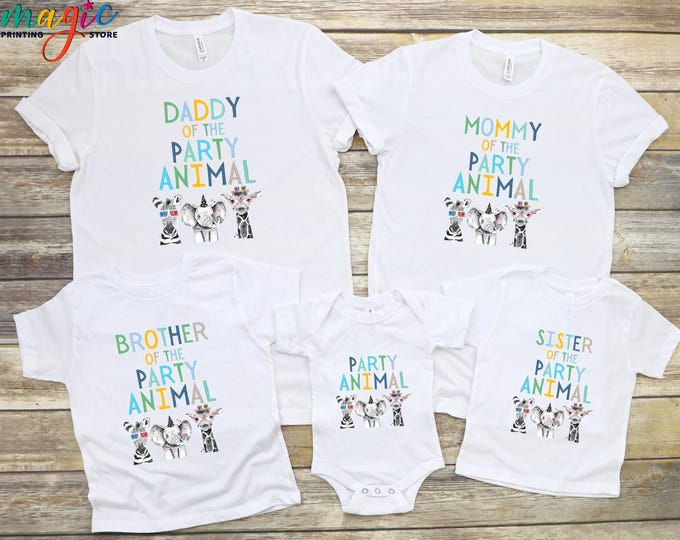 Custom Party Animal Birthday Shirt, Family Matching Birthday Tshirt, Birthday Boy Party Animal Tee, Birthday Gift for Boys