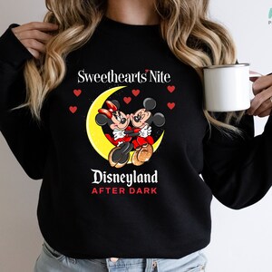 Sweetheart Nite Disneyland Sweatshirt, Mickey Minnie Couple Hoodie, Disneyland After Dark, Disneyworld Valentines Day,Couple Shirt Valentine image 3