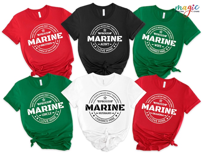 Proud Marine Family Shirt, Personalized Military Marine T-Shirt, Proud Army Family Shirt, Military Graduation Gifts