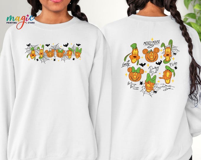 Disney Characters Halloween Sweatshirt, Mickey and Friends Pumpkin Sweater, Disneyland Halloween Sweatshirt, Disney Spooky Season Hoodie