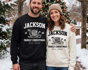 Custom Family Christmas Sweater, Matching Family Xmas Sweatshirt, Holiday Location Gift