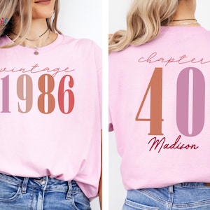 Custom Name Vintage 1986 40th Birthday Shirt, Chapter 40 T-shirt, Personalized Birthday Tee, Birthday Gift for Adults image 1