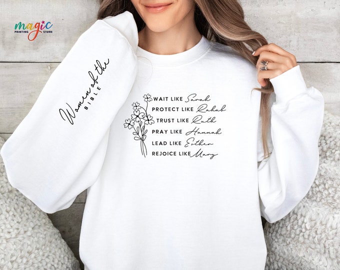 Women of the Bible Sweatshirt, Christian Shirt for Women, Inspirational Bible Verse Sweater, Religious Faith Pullover