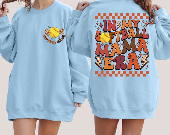 In My Softball Mama Era Sweatshirt, Softball Season Shirt, Gameday Hoodie, Gift For Softball Coach, Sports Mom Gifts