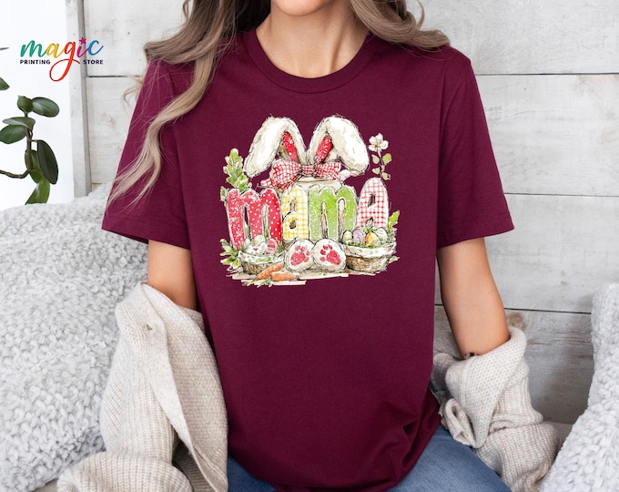 Bunny Mama Easter Shirt, Easter Day Mom Tshirt, Mama Tee with Easter Eggs, Spring Mama Shirt, Easter Day Gift for Mom