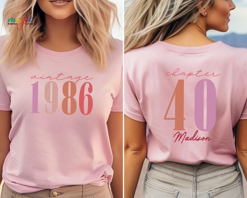 Custom Name Vintage 1986 40th Birthday Shirt, Chapter 40 T-shirt, Personalized Birthday Tee, Birthday Gift for Adults image 8